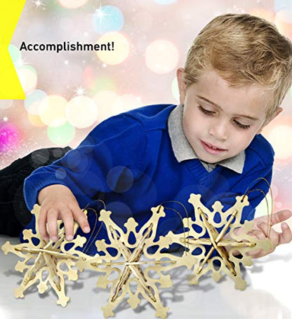 Puzzled 3D Puzzle Snowflake Ornaments Construction Kit, 12pcs - Set of 3