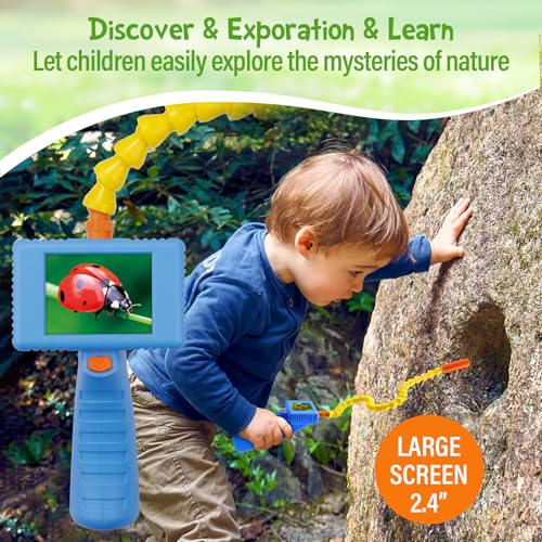 Kids Borescope Snake Camera with Light, 2.4” HD Screen, STEM Educational Toy for Boys & Girls Ages 4-10, Outdoor Science Exploration Kit, Real-Time Viewing, Christmas Birthday Festival Gift for Kids