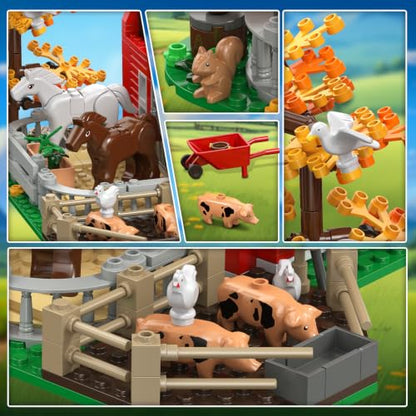 INSOON Western Farm Barn House Building Set with Lights for Boys Girls 8+