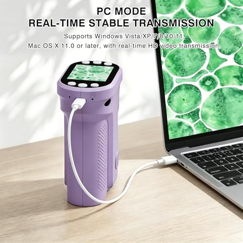 Kids Digital Microscope, 1000X Handheld Pocket Microscope STEM Science Toy - color: purple
