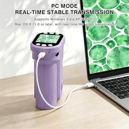 Kids Digital Microscope, 1000X Handheld Pocket Microscope STEM Science Toy - color: purple
