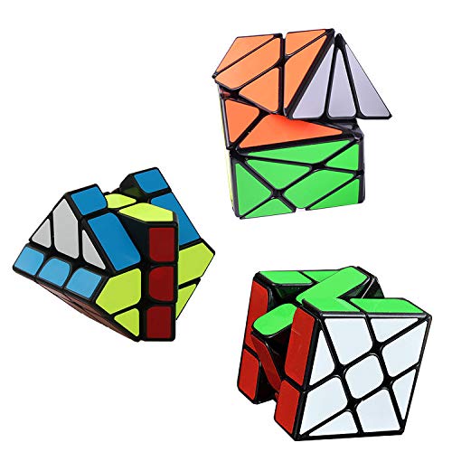 AHYUAN Speed Cube 3 Pack Magic Speed Puzzle Toy 3x3x3 Windmill 3x3 Axis V2 Fisher Toys Sturdy and Smooth Speed Cube Puzzles Toy for Kids and Adults
