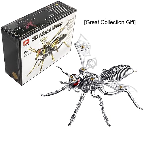 OreilleStar 3D Metal Puzzles for Adults Model Kits of Northern Giant Hornet Mechanical Wasp Building Blocks, Difficult DIY Assembly for Men (3D Metal Wasp-Silver) - style: 3D Metal Wasp-Silver