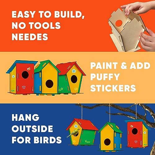 Wooden Birdhouses to Paint - 15 Bulk DIY Bird House Craft Kits for Kids
