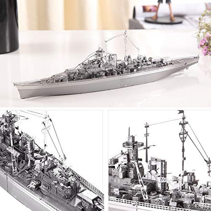 Piececool 3D Metal Puzzles for Adults Metal Watercraft Model Kits, Bismarck Battleship 3D Model Kits for Teenagers DIY Stress Relief, Great Birthday Gift -207 Pcs - color: Bismarck