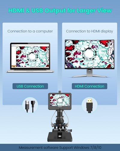 JL266S 5 Lens HDMI Digital Microscope 5000X with 7'' Screen