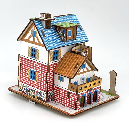 3D Puzzles for Adults, Log Cabin DIY Wooden House Model Kits for Adults to Build, Country Cottage Building Model, 3D Jigsaw Brain Teaser Puzzle, Dollhouse (YTY)
