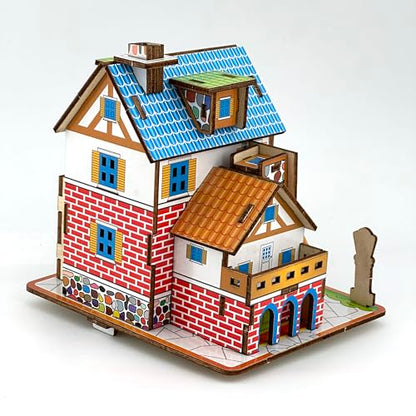 3D Puzzles for Adults, Log Cabin DIY Wooden House Model Kits for Adults to Build, Country Cottage Building Model, 3D Jigsaw Brain Teaser Puzzle, Dollhouse (YTY)