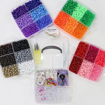 LIS HEGENSA 6300Pcs DIY Childrens Craft Pony Beads Friendship Bracelet Kit - color: 6300PCS