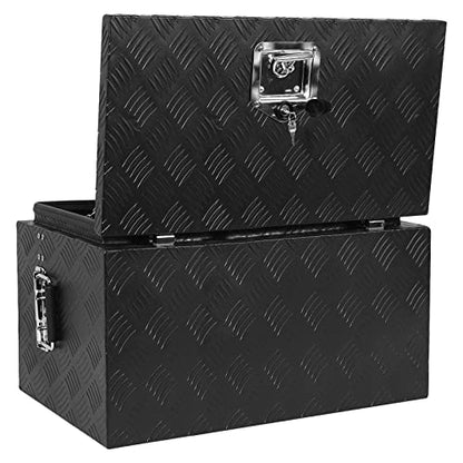 GarveeTech 24 in Heavy Duty Aluminum Stripes Plated Tool Box Pick Up Truck Bed Rv Trailer Toolbox Diamond Plate Underbody Box Waterproof Square Storage Organizer With Side Handle, Lock & Keys