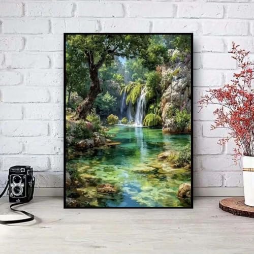 Waterfall Diamond Art Painting Kits for Adults Landscaped Art 12 x 16 inch - color: SH176
