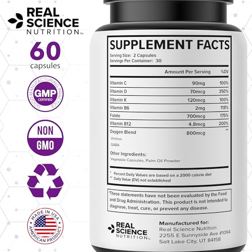 Real Science Oxygenate Miracle – Daily Lung & Circulation Support Supplement for Breathing Comfort and Energy – Supports Respiratory Function and Overall Wellness, 60 Caps - size: 60 Count (Pack of 1)