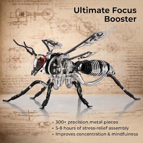 3D Metal Puzzles for Adults, Mechanical Bee Insect Model Kit - color: Bee-black
