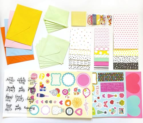 Huralona Greeting Card Making Supplies Envelope Kit Gift Anniversary Craft - color: Pink