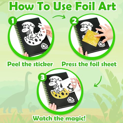 FUNNYB&G Foil Art Craft Kit for Kids, Sparkly Birthday Gift Toy for Kids - style: Dinosaur World