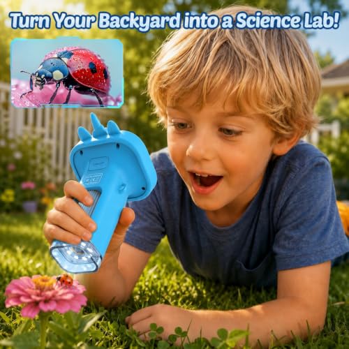 Microscope for Kids Handheld Digital Portable: Mini Science Gifts STEM Toy - color: Blue