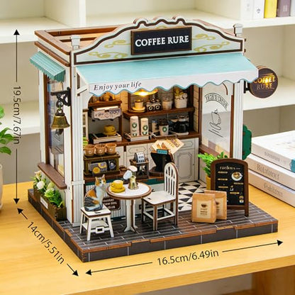 Book Nook Kit, 3D Wooden Puzzles Coffee Miniature House Dollhouse