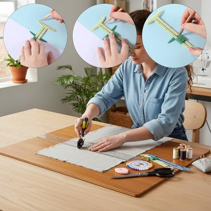 Sewing Gauge Measuring Tool Set 5-in-1T-Shaped Sliding Gauge Ruler Fabric Quilting Ruler Sliding Marker Measuring Seam Tool for Sewing Quilting Knitting Crafting Button Hole Marking Hem Guide