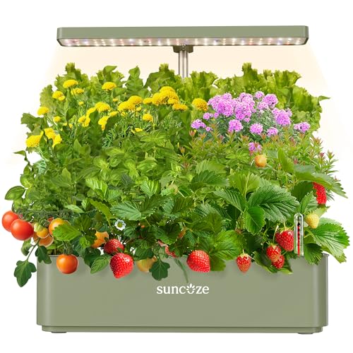 SUNCOZE Hydroponics Growing System, Compact 12 Pods Indoor Garden, Green - color: Green