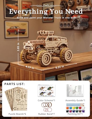 BOOZUU 3D Wooden Monster Truck Puzzle for Adults
