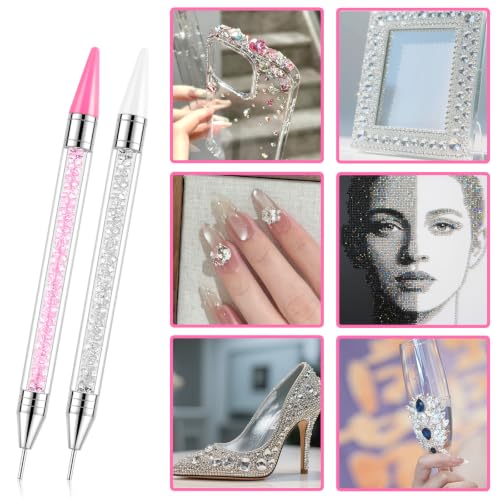 Rhinestone Picker Tool, 2 Bedazzling Pen, 6 Extra Wax Tips&Tweezer