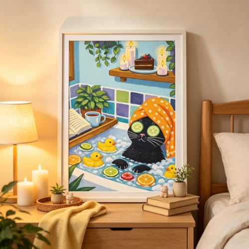 Animal Diamond Painting Kits for Adults,Funny Cat Spa Diamond Art Kits - color: KM1314-1