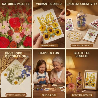 Dried Flowers for Resin, 106pcs Natural Flowers and Leaves Compressed - size: 103 pcs Natural Dried Flowers and Leaves