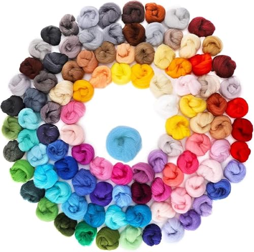 Habbi 100 Colors Needle Felting Wool Roving, 3g Each