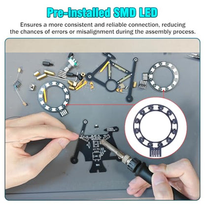 LED Bike Soldering Practice Kit, ICSTATION Knob Control Bicycle Soldering Project With 5 Lighting Modes DIY Bike Kit With LED Filament Brightness Adjustable for Adults College Solder Education