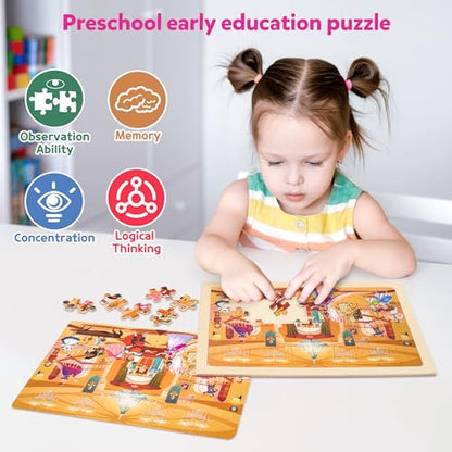 SYNARRY 6-Pack Large Wooden Unicorn Mermaid Princess Fairy Jigsaw Puzzle - style: Fantasy