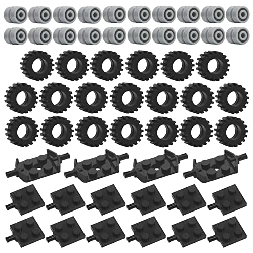 Classic Bricks Wheels and Axles Sets, Over 400 + 56Pieces Building Block Toys, Car Parts Kits with Steering Wheels, Tims, Rubber Tires