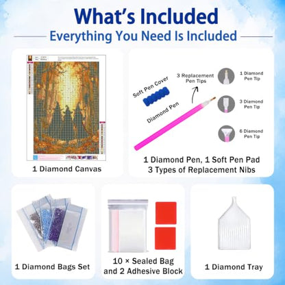 Halloween Diamond Art Kits for Adults, Witch Diamond Painting, 12x16 Inch - color: 01-Halloween, size: 12X16 inch