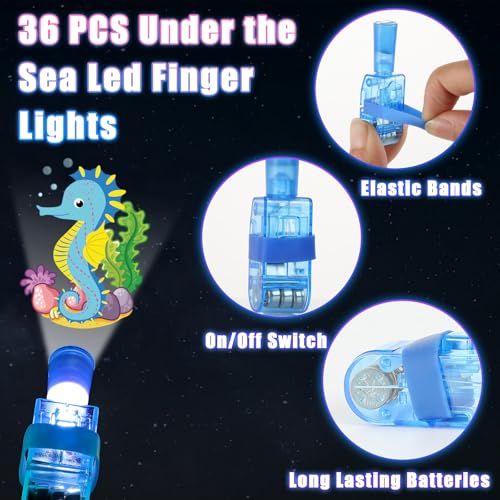 CHUNNIN 36 Pcs Ocean LED Finger Lights Glow in Dark Under Sea Party Favors - style: Sea Animal