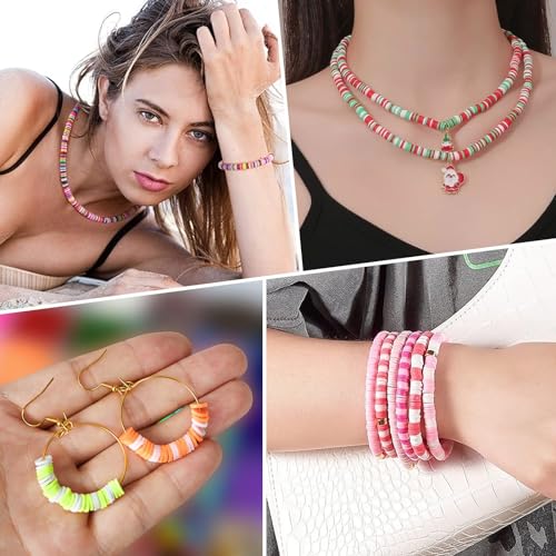 JMUQ 28 Strands Clay Beads Bracelet Making Kit, 28 Colors Friendship Preppy Flat Polymer Clay Heishi Beads for Bracelets Jewelry Making Kit, DIY Arts and Crafts Gifts - color: 28 Colors-4000PCS
