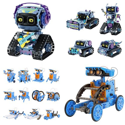 Sillbird Bundle - 2 Items Robot Building Kit with Remote Control & Solar Robot Toys, DIY Building Science Experiment Kit for Kids Aged 8-14, Christmas STEM Gift for Kids Teens Birthday