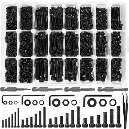 M2 M3 M4 M5 Hex Socket Bolt & Nut Assortment Kit, 1574Pcs - size: H. M2 M3 M4 M5