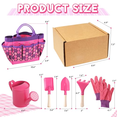 Kids Watering Can Gardening Tools Set Sand Toy Outdoor Toddler Girls (Pink) - color: Pink