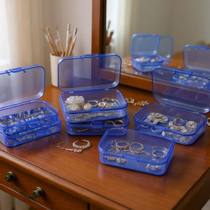 12 Pieces Mini Rectangular Plastic Storage Boxes, Blue, 3.3x2.2x1 inch - color: Blue, size: 3.3 x 2.2 x 1 in