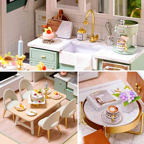 MAGQOO 3D Dollhouse Miniature with Furniture, DIY House Kit with Dust Proof 1:24 Scale Creative Room Idea (Comfortable Life) - color: Comfortable Life