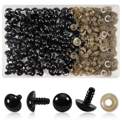 TOAOB 150pcs 18mm Black Plastic Safety Eyes Crafts Safety Eyes with 150pcs Washers for Stuffed Animals Amigurumis Crochet Making - size: 18mm