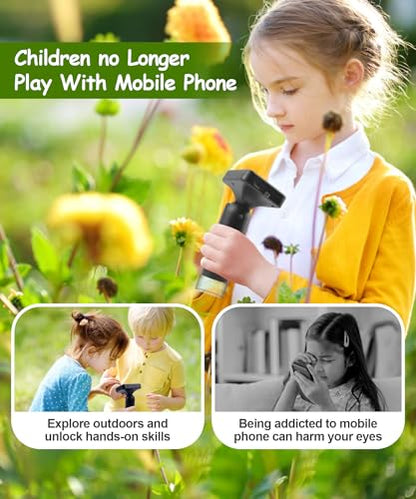 Handheld Microscope for Kids - 1000X Portable Microscope for Kids, Photo and Video Microscopes 2in Screen, Science Kit Gift for Kid Adults Boys Girls, Digital Coin Magnifier, 32GB, 5Pcs Sample Slides