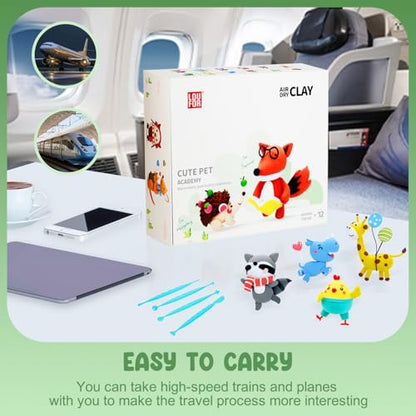 LOUFOR Air Dry Clay Kits for Kids, 12 Boxes - color: #04-Cute Pet Academy