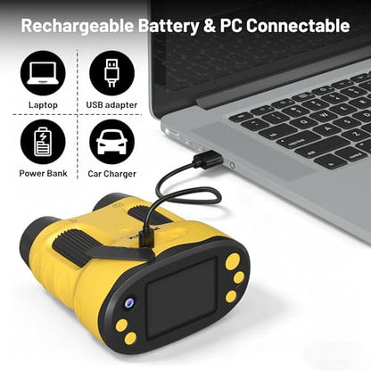 1000X Handheld Microscope for Kids 2.0" Screen 32GB Card Included - color: Yellow
