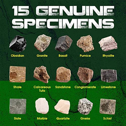 Piano Potato Rock and Mineral Kit 15 PCS with Box, STEM Geology for Kids - style: Rock Kit