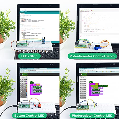 LAFVIN Basic Starter Kit for Raspberry Pi Pico, LCD1602 Display, SG90 Servo, WS2812 RGB LED, Support MicroPython ＆ C/C++ for STEM DIY Electronic Project with Tutorial
