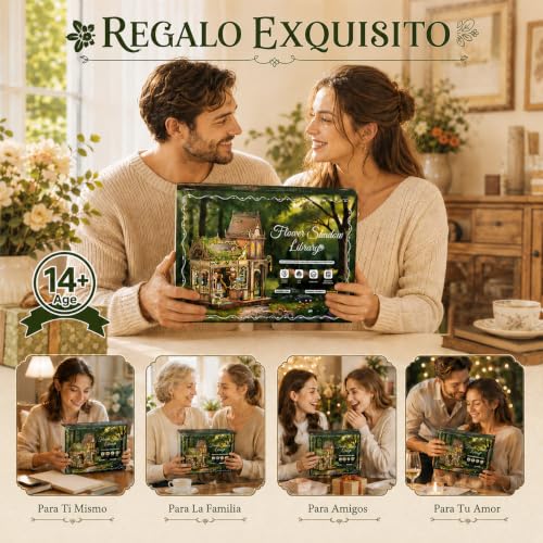 CRIOLPO Book Nook Kits Miniature House Kit for Adults with LED Lights - color: Huaying Bookstore