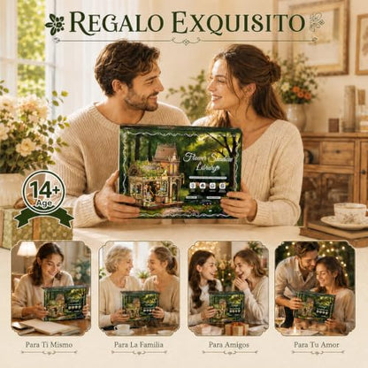 CRIOLPO Book Nook Kits Miniature House Kit for Adults with LED Lights - color: Huaying Bookstore