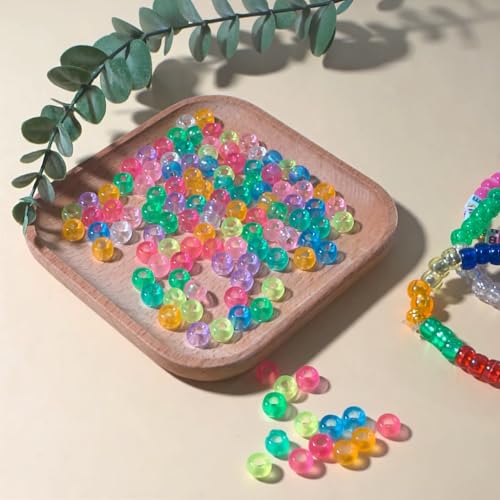 Acrylic Pony Beads Jewelry Making Kit – 96 Colors, UV Color Changing & Glow Alphabet Beads, Heart Bow Crystal String, Tools, Gift Box for DIY Bracelets, Necklaces (8mm Pony Beads Six Box) - color: 8mm pony Beads Six Box