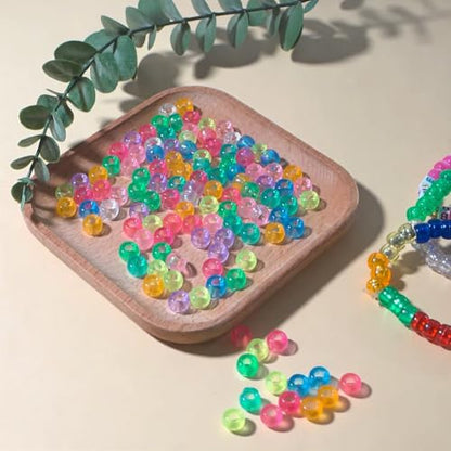 Acrylic Pony Beads Jewelry Making Kit – 96 Colors, UV Color Changing & Glow Alphabet Beads, Heart Bow Crystal String, Tools, Gift Box for DIY Bracelets, Necklaces (8mm Pony Beads Six Box) - color: 8mm pony Beads Six Box