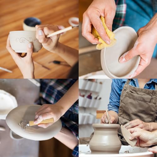 Blisstime 18PCS Clay Sculpting Tools, Basic Clay Pottery Carving Tool Kit with Wooden Handles and Tool Bag - color: Burlywood